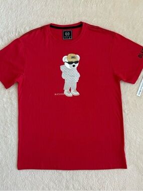 Men’s Graphic Tee, Red, Metallic Bear, CR 24, Size Large, NWT